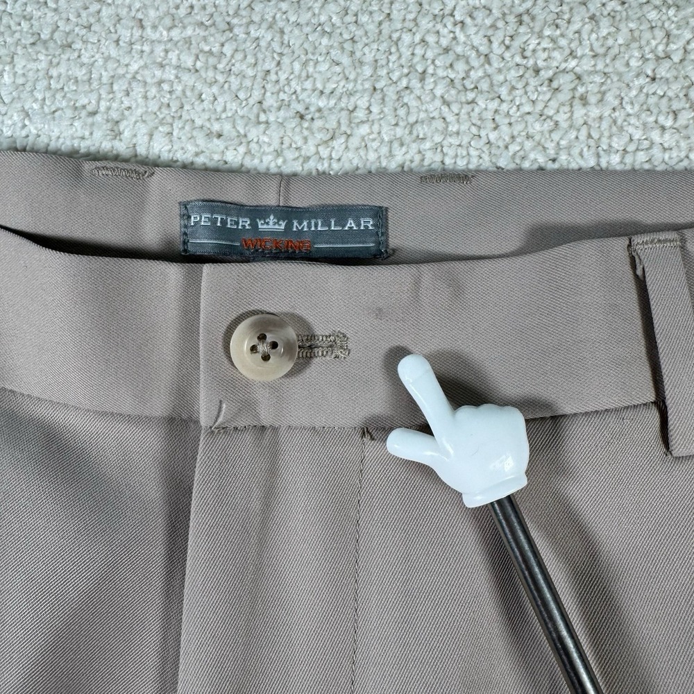 Peter Millar Wicking Men's Size 36 Chino Golf Shorts Light Khaki Beige Polyester - Picture 7 of 9